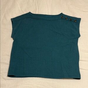 Teal Button-Shoulder Women's Top